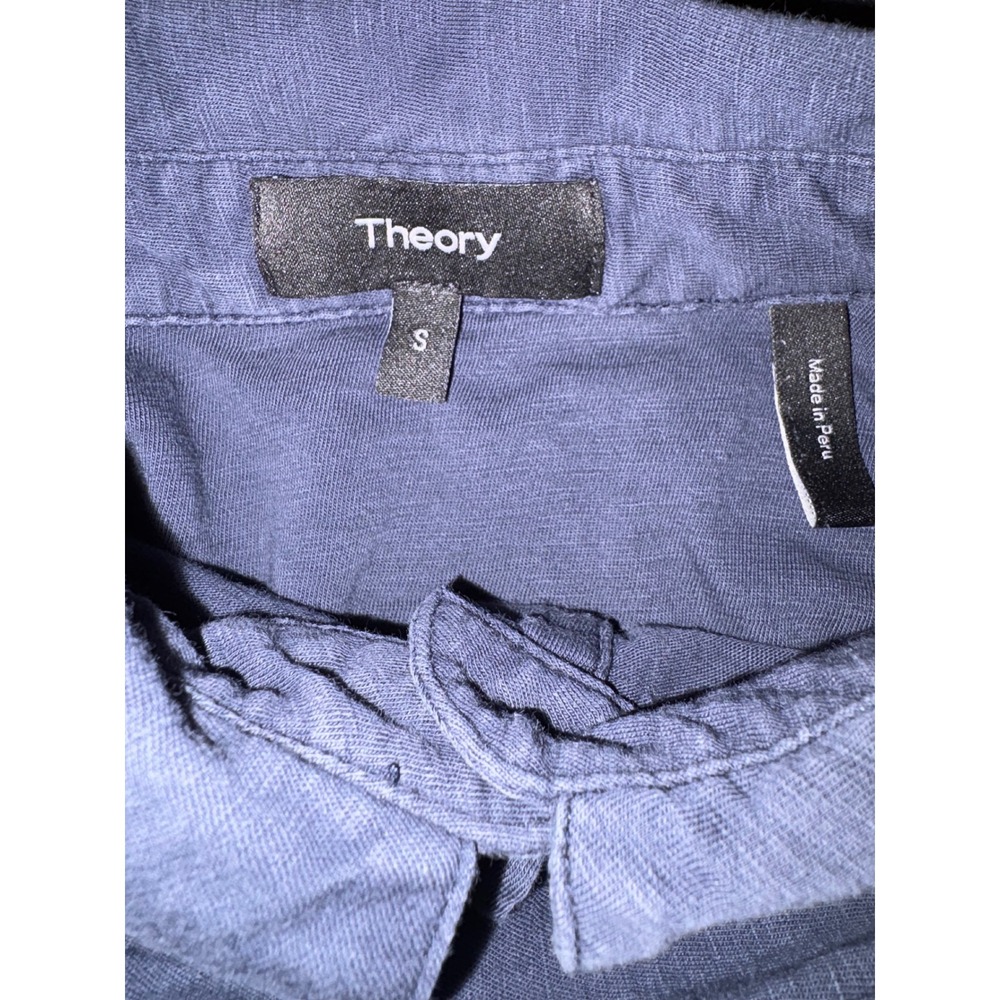 Theory Luxe Jersey Cotton Navy Button up Long Sleeve Minimalist luxury - Picture 4 of 6